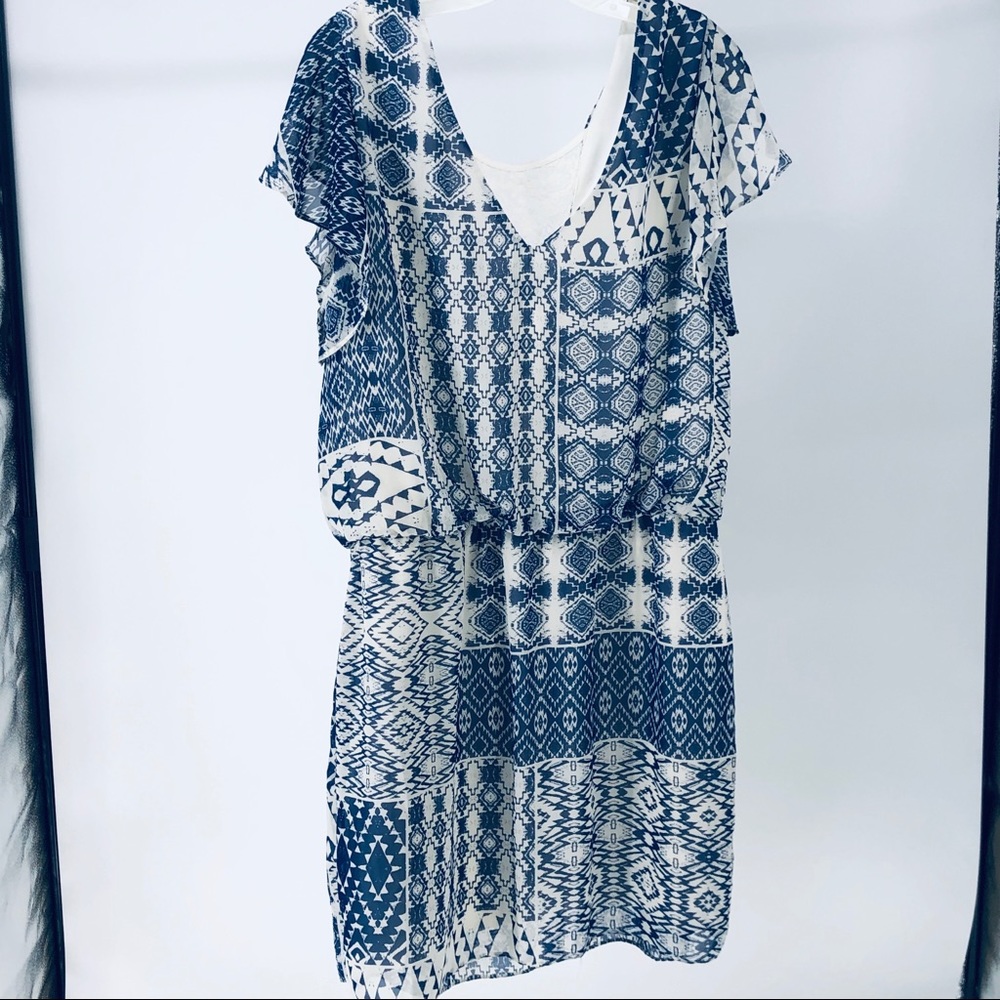 Navy cream tribal pattern summer dress 16